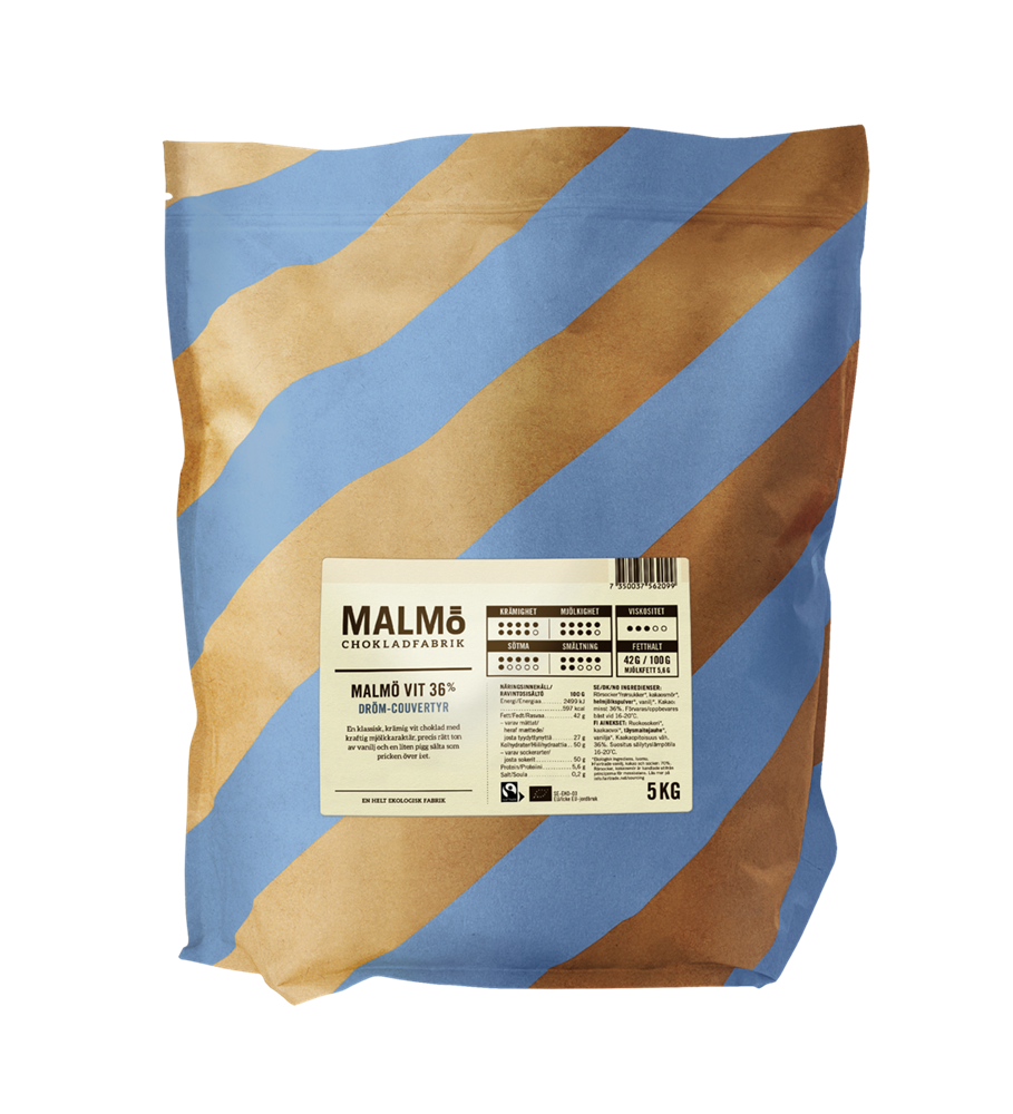 Vit Choklad 36% EKO, 5kg, Malmö Chokladfabrik