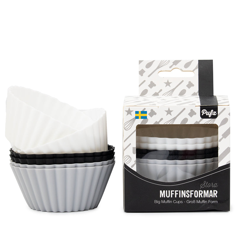 Stora Muffinsformar, 6-Pack, Svart/Vit/Grå