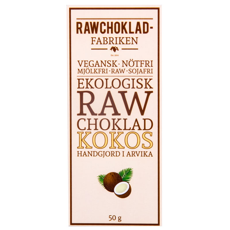 Rawchoklad Kokos 65%, 50G, Rawchokladfabriken