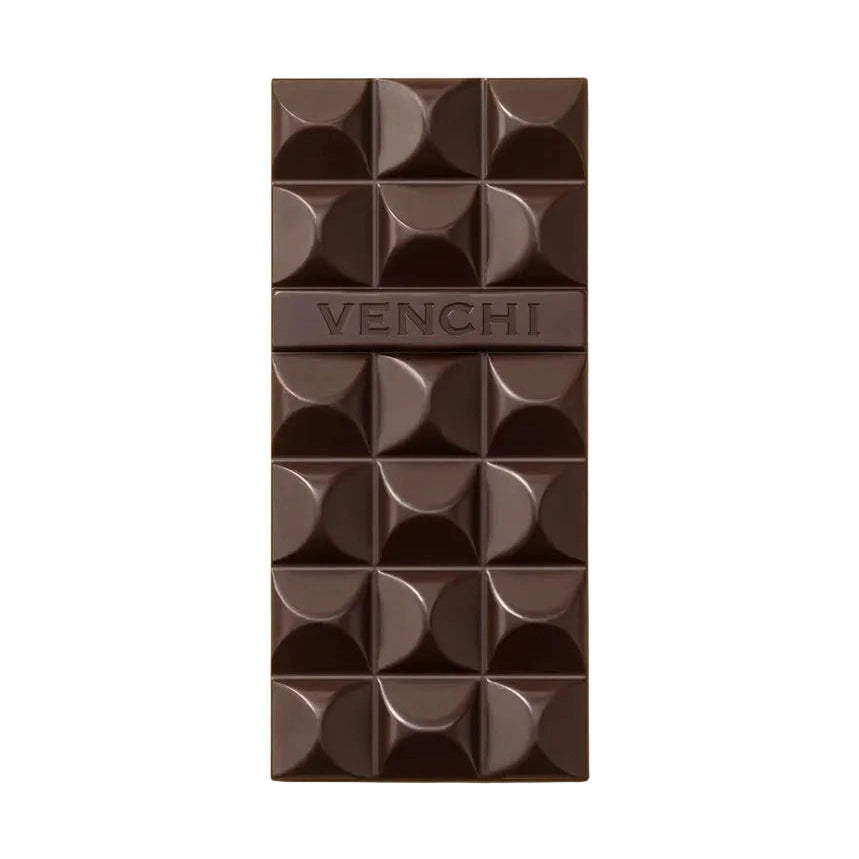 Venchi 85% extra mörk choklad med geometriskt halvcirkelmönster och vit bakgrund