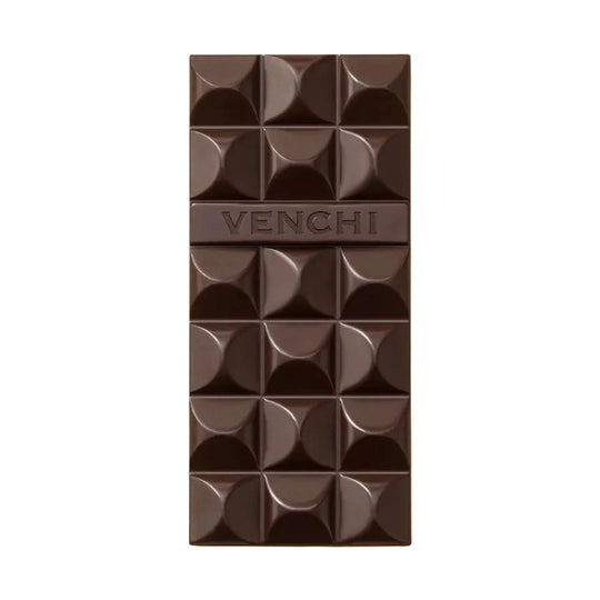 Venchi 85% extra mörk choklad med geometriskt halvcirkelmönster och vit bakgrund