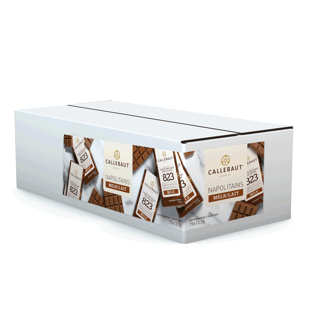 Callebaut Napolitains Milk chocolate display box containing 75 bars