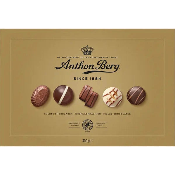 Anthon Berg gold box of assorted milk dark white chocolate pralines