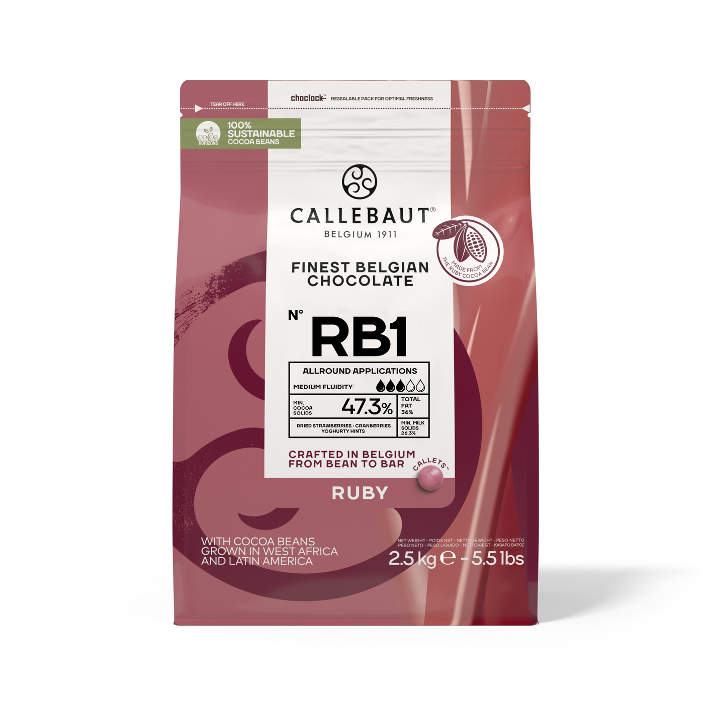Chokoladcouvertyr Ruby, 2,5Kg, Callebaut