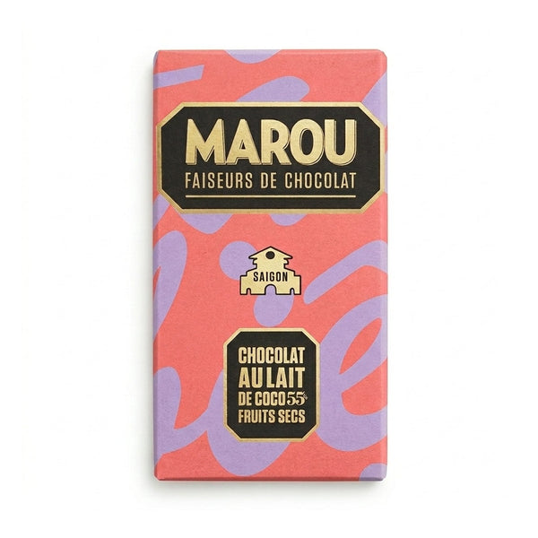 Marou Saigon 55% choklad med kokosmjölk och torkad frukt, 80g