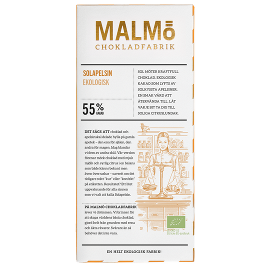 Sol Appelsin 55% EKO, 80G, Malmö Chokladfabrik