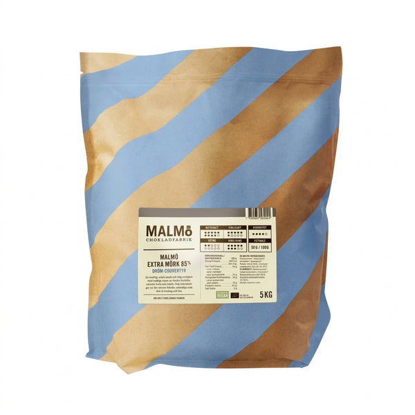 Malmö Chokladfabrik 85% dark chocolate 5kg pouch with kraft paper packaging