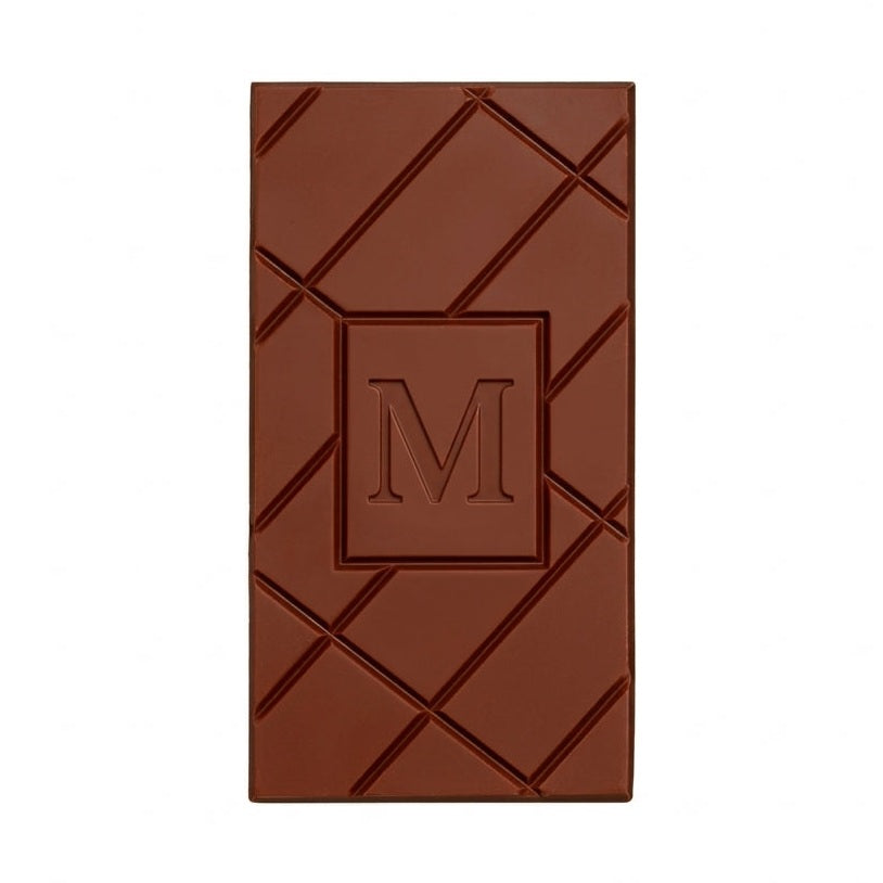 Marou Ba Ria 69% mörk choklad med ingefära och limeskal, detaljbild av plattan