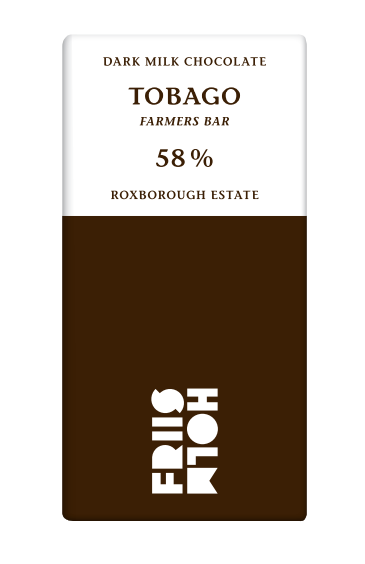 Tobago Estate 58% mörk mjölkchoklad i tvåfärgat omslag