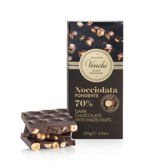 Mörk Choklad Med Hela Hasselnötter, 100g. Venchi