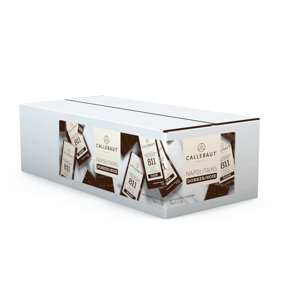 Callebaut Napolitains 811 dark chocolate display box, 75 bars