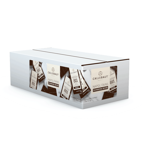 Callebaut Napolitains 811 dark chocolate display box, 75 bars