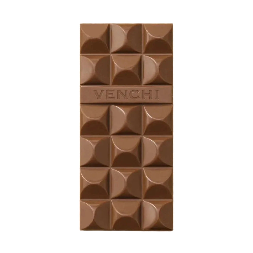Venchi mjölkkaka med geometriskt mönster och präglad logotyp