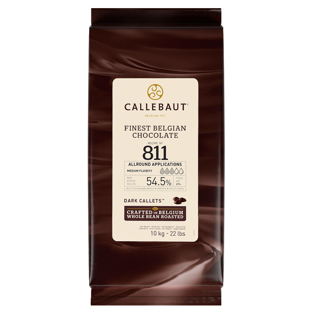 Chokladshopen Callebaut 811 mörk chokladcouvertyr 54,5% i 10kg förpackning för professionell bakning.