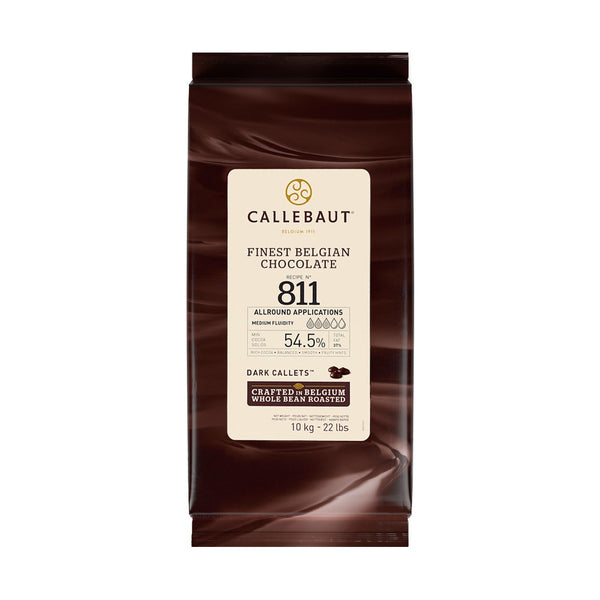 Chokladshopen Callebaut 811 mörk chokladcouvertyr 54,5% i 10kg förpackning för professionell bakning.