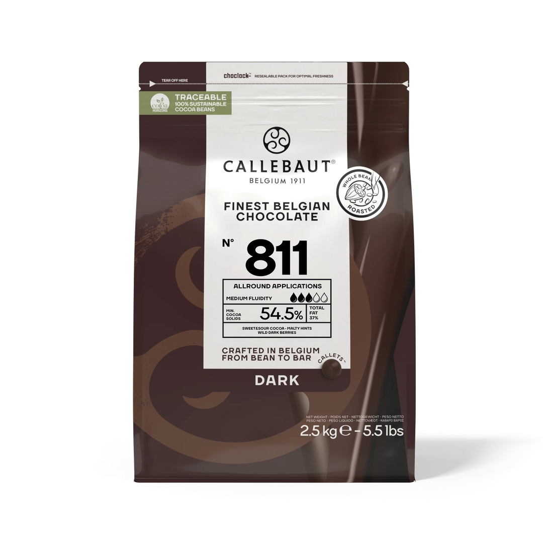 Chokladshopen Callebaut 811 mörk chokladcouvertyr 54,5% i 2,5kg förpackning för professionell bakning