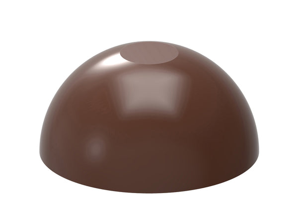 Glansig mörk chokladpralin med rundad form