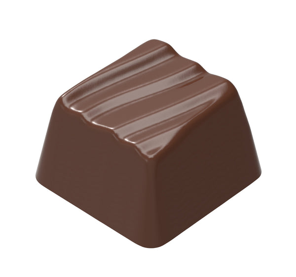 Glansig mörk chokladpralin med vågmönster
