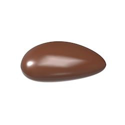 Glansig brun chokladpralin i asymmetrisk teardrop-design