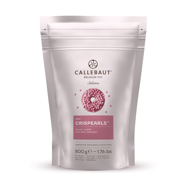Callebaut Ruby Crispearls 800g påse med rosachoklad och krispiga pärlor