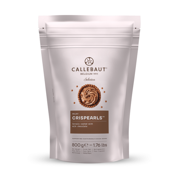 Callebaut Milky Crispearls 800g pås med mjölkchokladöverdragade krispiga korn