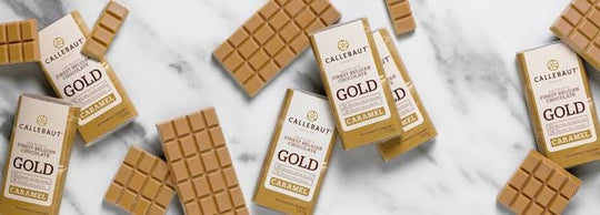 Unwrapped Callebaut gold caramel chocolate pieces