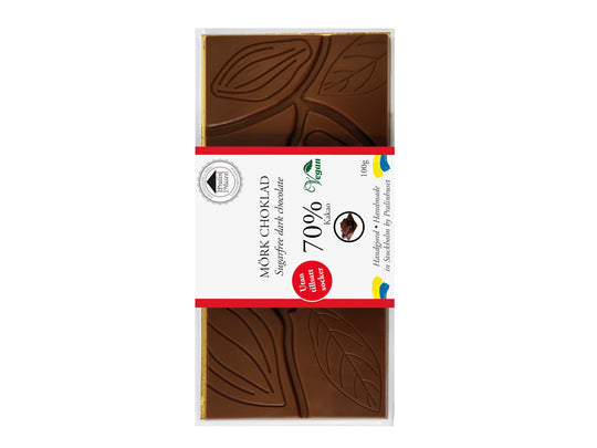 Sockerfri Mörk Choklad 70%, 100G, Pralinhuset