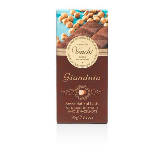 Ljus Choklad Med Hela Hasselnötter, 95g. Venchi