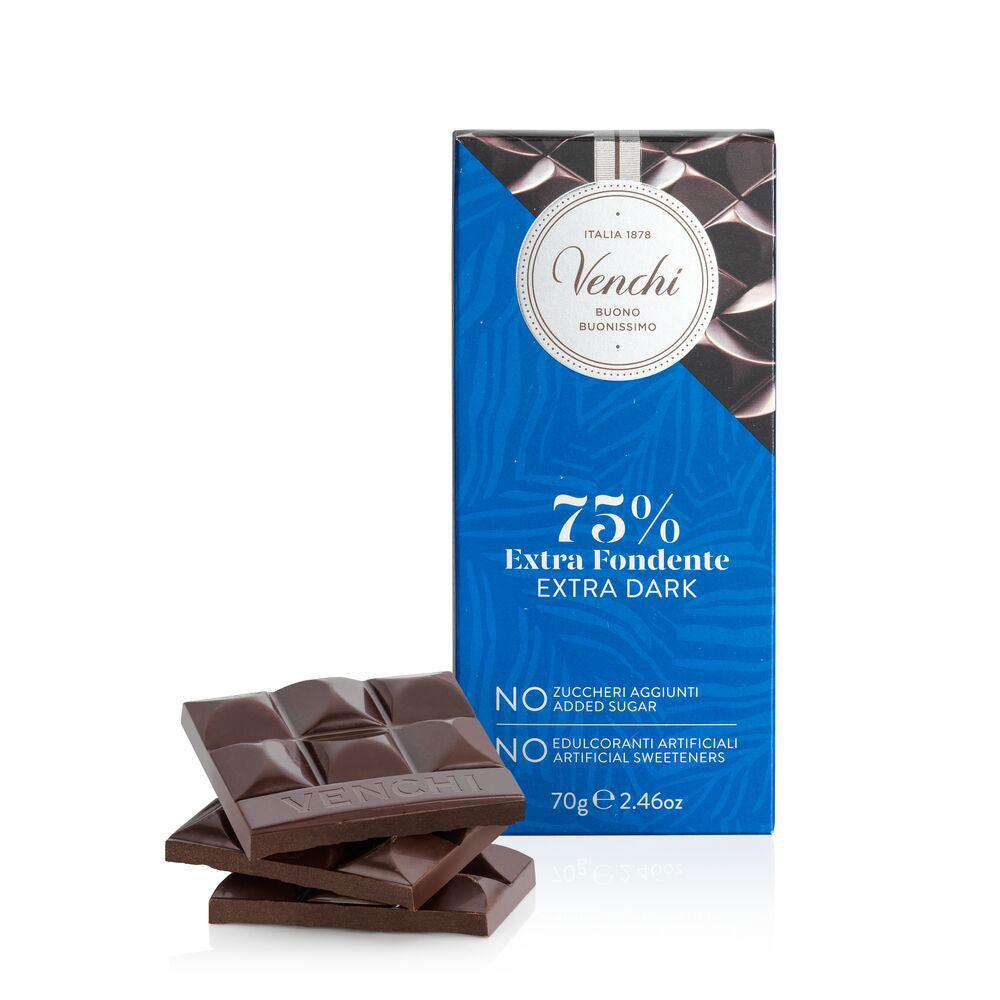 Chokladkaka utan tillsatt socker, 75% kakaohalt, 70g - Venchi