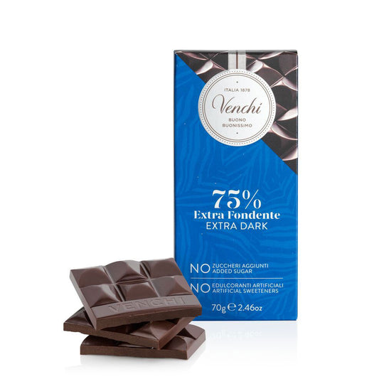 Chokladkaka utan tillsatt socker, 75% kakaohalt, 70g - Venchi