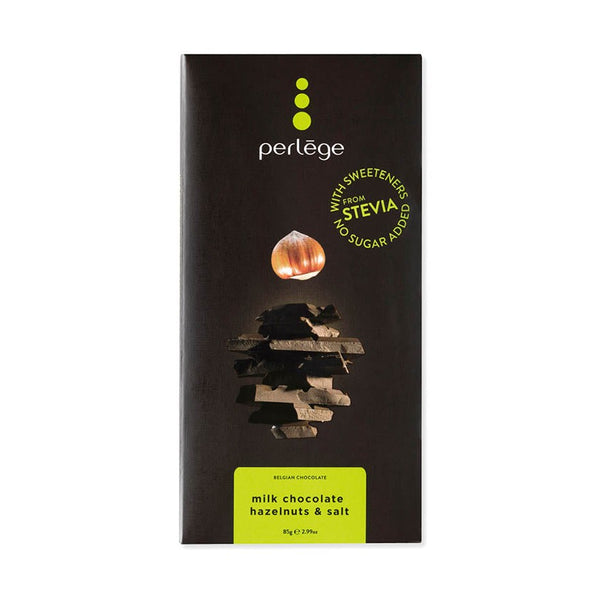 Perlege mjölkchoklad med hasselnötter och salt 85g, sockerfri belgisk chokladkakor