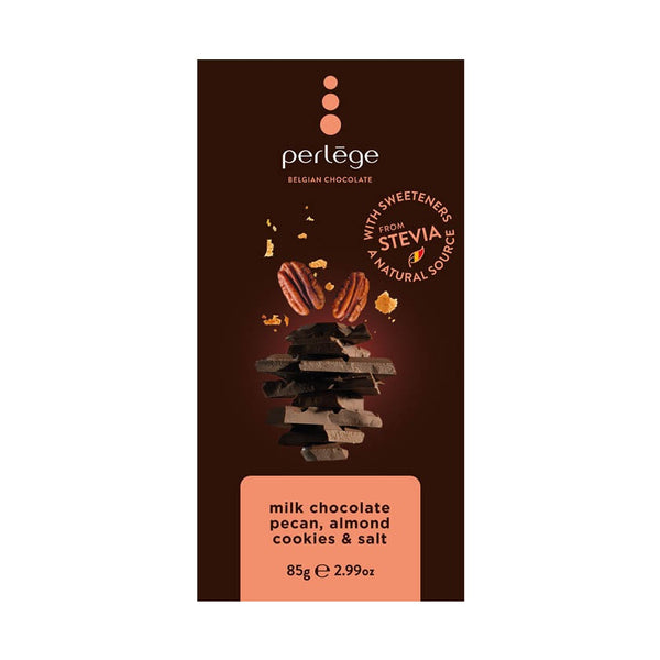 Perlege mjölkchoklad med pecannötter och mandelkakor, sockerfri 85g