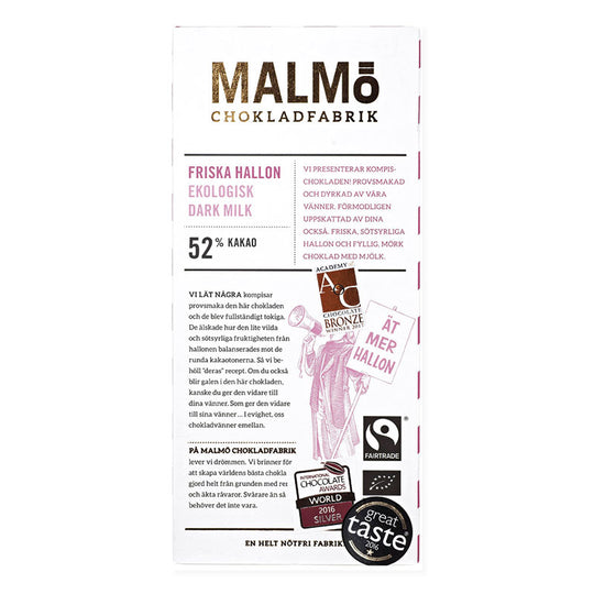 Friska Hallon 52%, 80G, Malmö Chokladfabrik