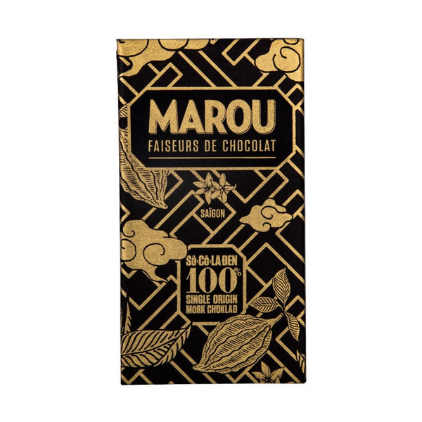 Marou Socoladen 100% svart förpackning med guldtryck