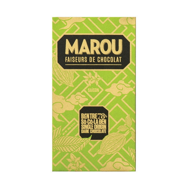 Marou Ben Tre 78% mörk choklad i limegrön förpackning med guldtryck