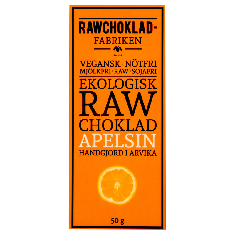 Rawchoklad Apelsin 73%, 50G, Rawchokladfabriken