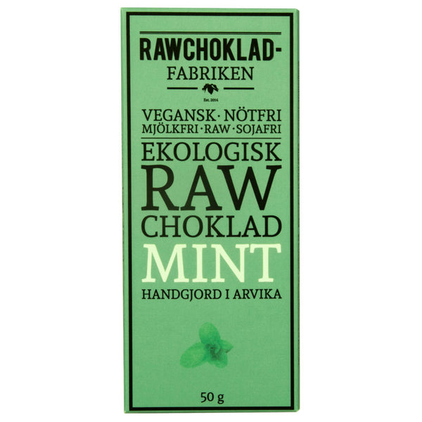Rawchokladfabriken Mint Nibs 73% chokladkaka, 50g, ekologisk och vegansk