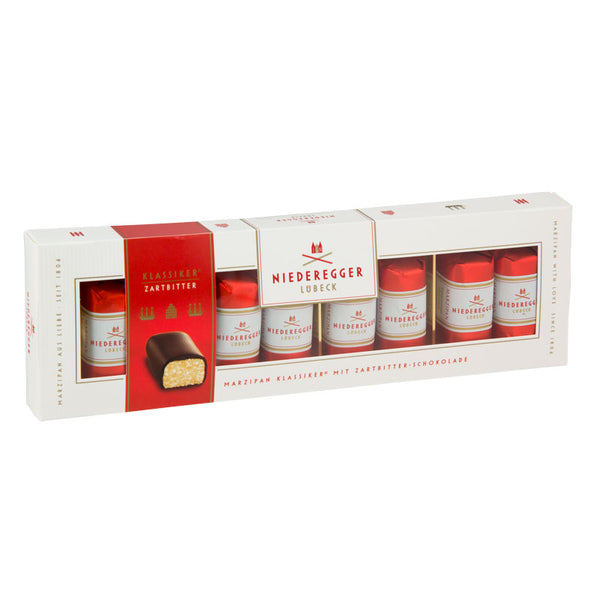 Niederegger Marzipan Klassiker 100g presentförpackning med chokladklädda marsipanbröd